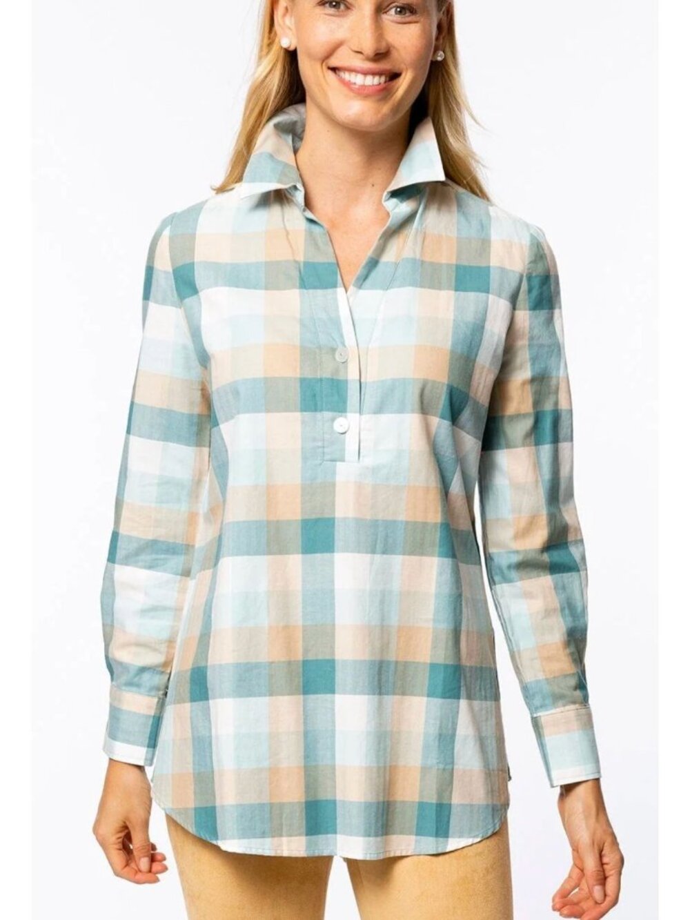 NWT Tyler Boe Teri Helmsley Plaid Beryl Blue-sz Large